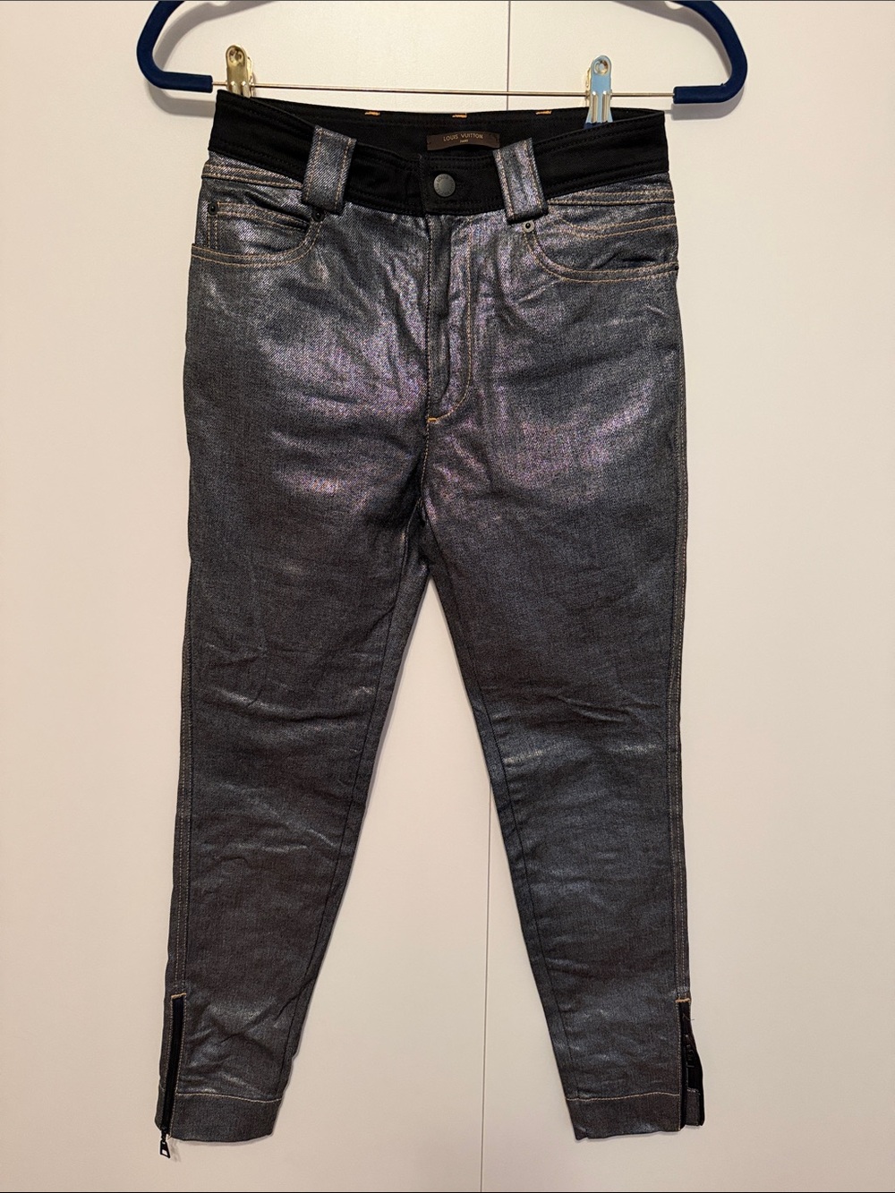 Louis Vuitton Metallic Black Skinny Jeans